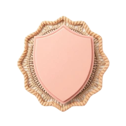 Ilustração 3D de um escudo protegendo uma trama de tecido